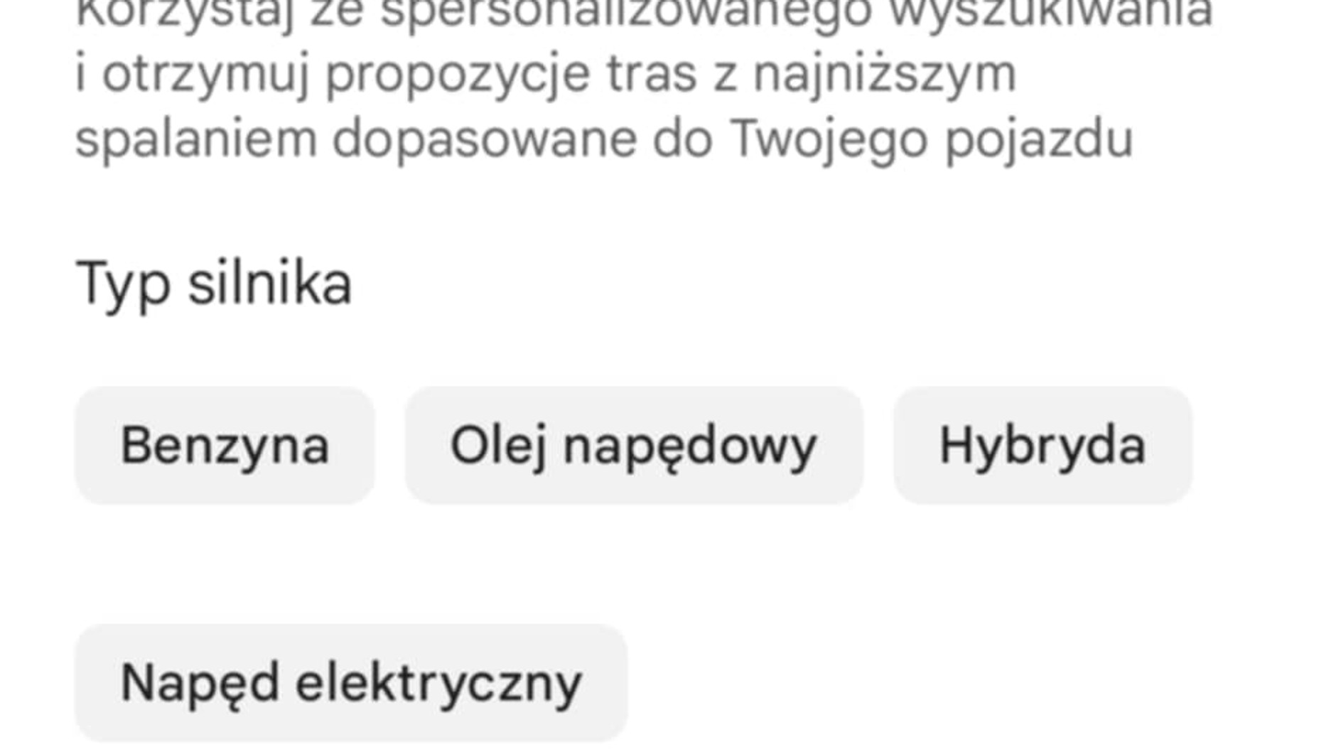Google Maps zakładka "Twoje pojazdy"