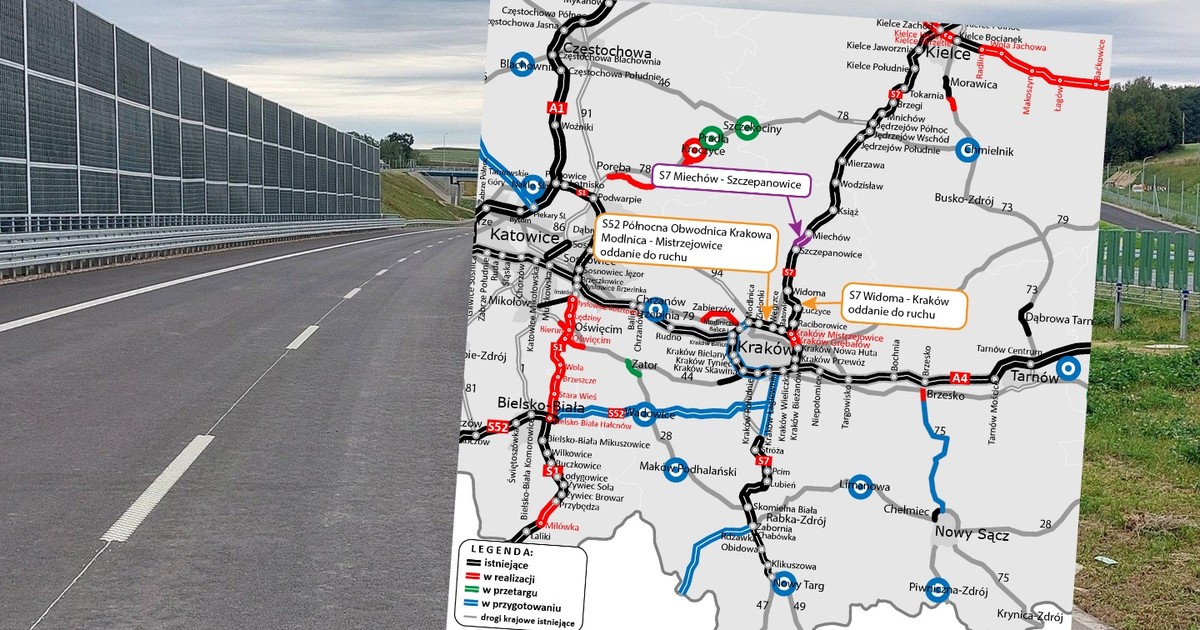  Na te trasy czekało pół Polski. Już jutro otwarcie drogi S7 i Północnej Obwodnicy Krakowa MAPA