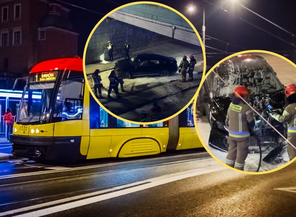 Groźny wypadek na Woli. Auto przebiło barierki wiaduktu i spadło na tory