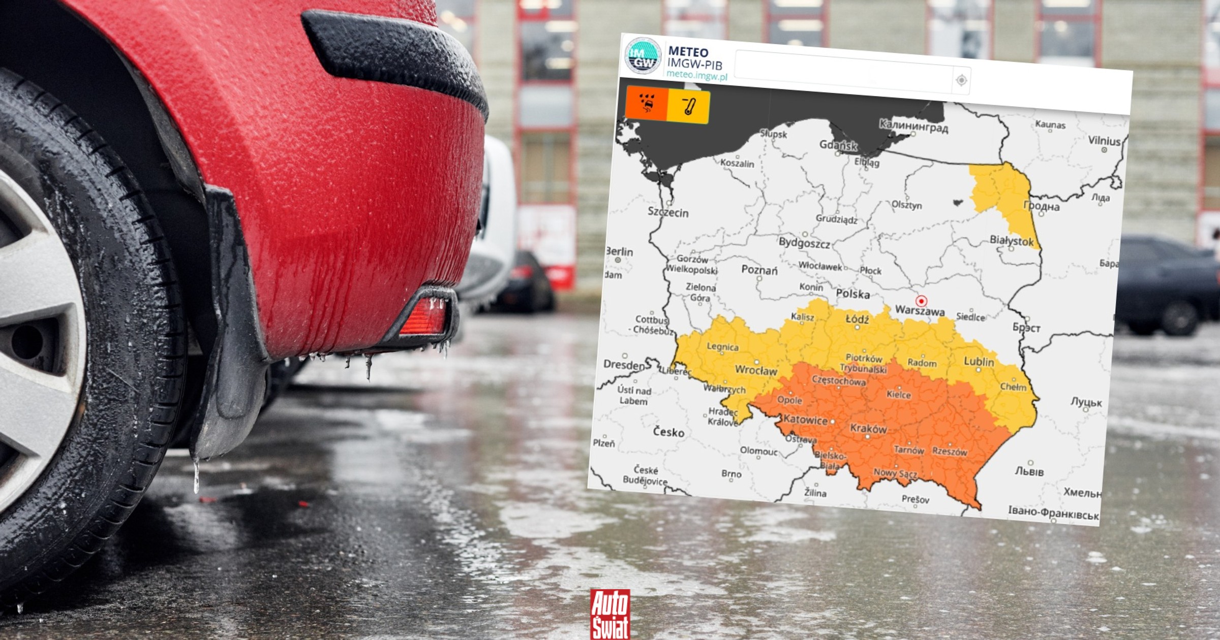 IMGW wysłało alerty. Przez cały weekend na drogach mogą być ślizgawice i korki