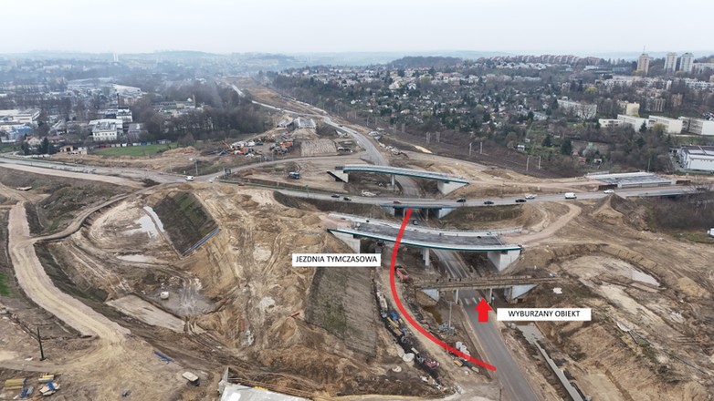 Przez dwa dni potrwają utrudnienia związane z wyburzaniem wiaduktu w Krakowie na budowie drogi S7