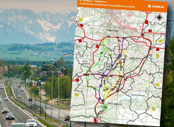 GDDKiA przedstawiła warianty trasy S7 Kraków - Myślenice. Miasto nie zgadza się na te plany