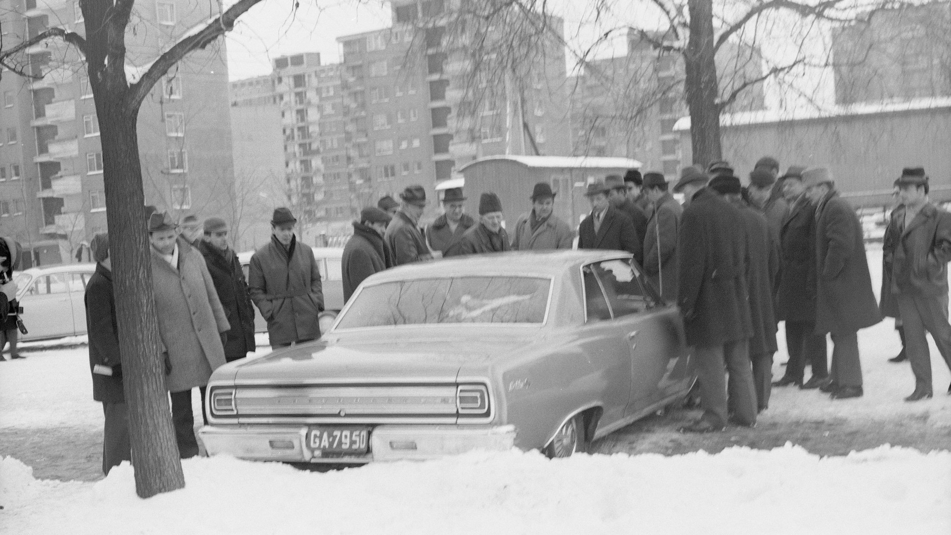 Chevrolet Chevelle (model roku 1965) na giełdzie samochodowej w Warszawie przy ul. Dzikiej (1969 r.)