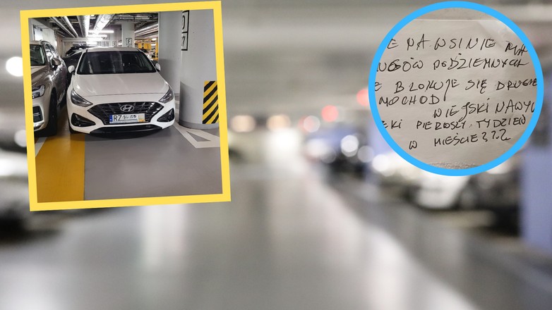 Warszawa. Tak zostawił auto na parkingu podziemnym. Dostał kartkę od kierowcy Volvo (facebook.com/rikordwidjo)