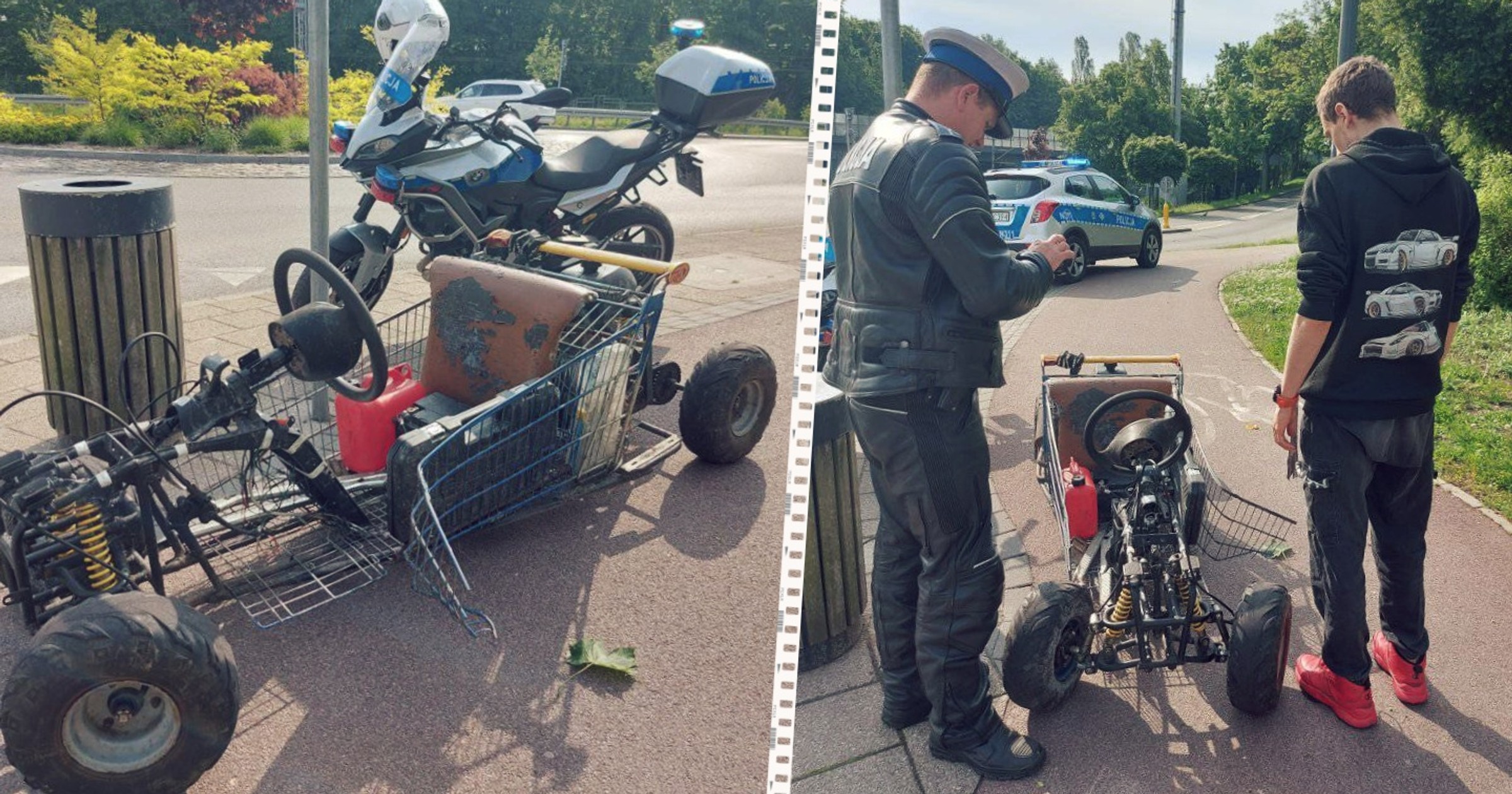 Wózek sklepowy przerobiony przez 19-latka na sportowy bolid