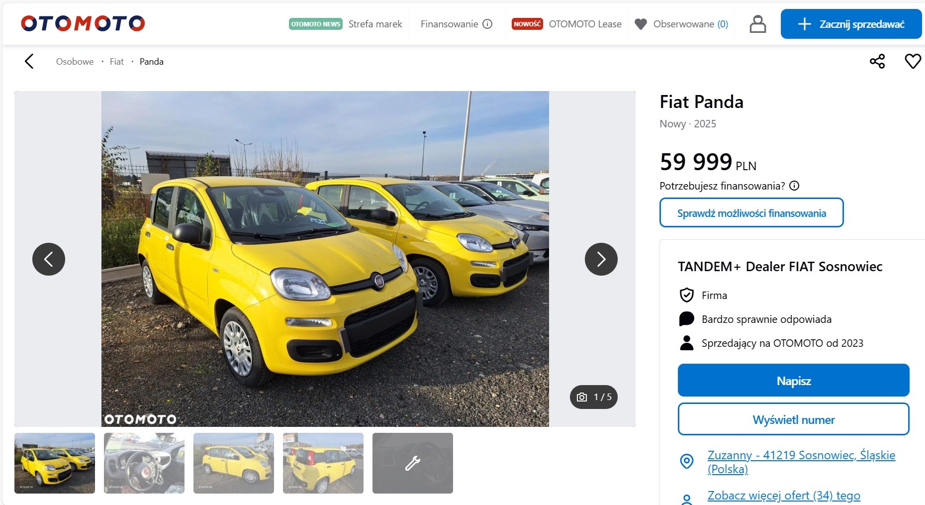 Najtańszy nowy Fiat Panda w Polsce. Cena? 59999 zł!