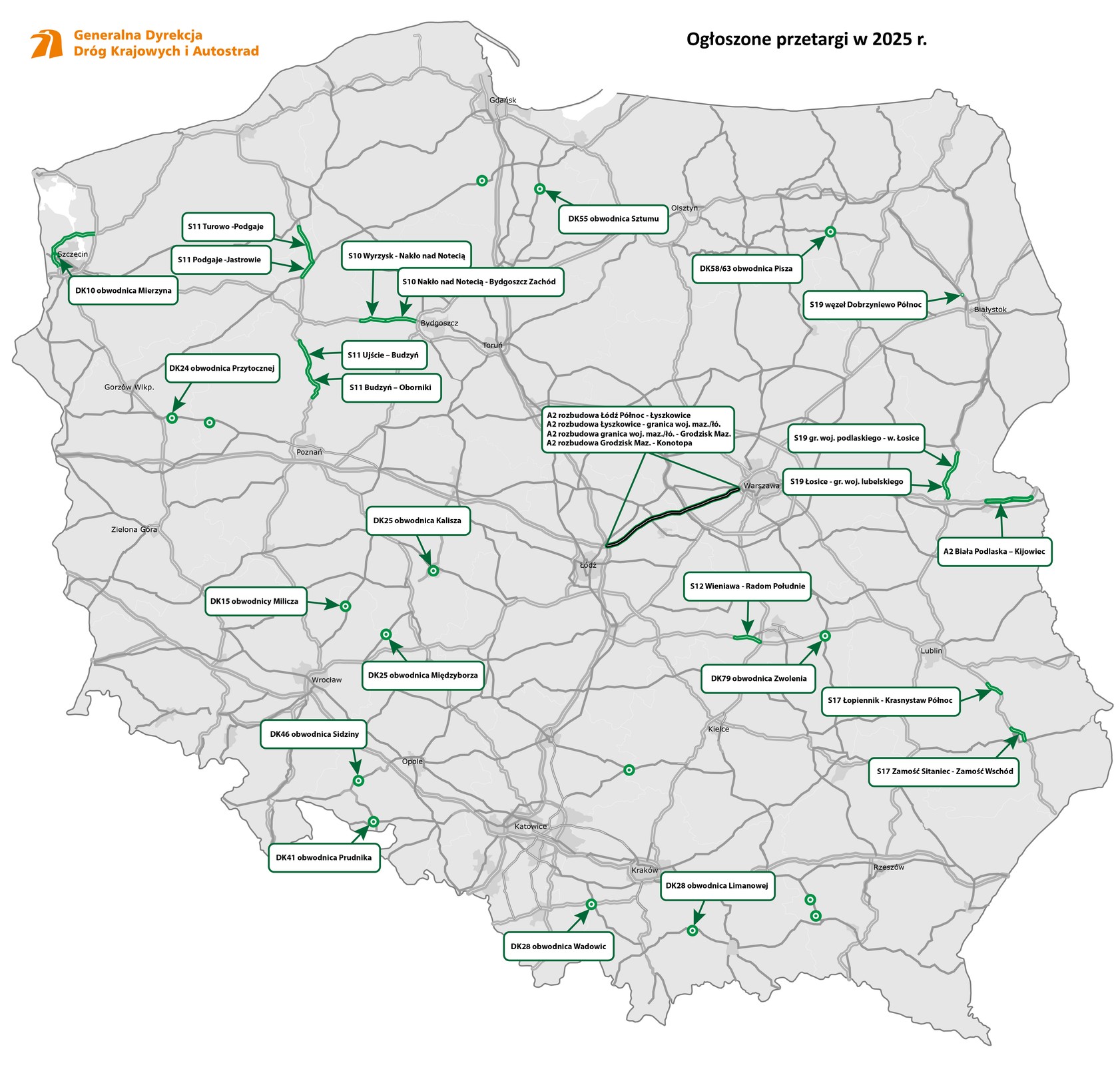 Przetargi na nowe drogi w 2025 r.