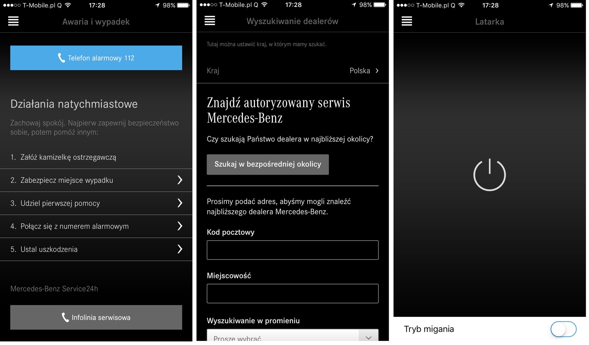 Mercedes Me funkcja pomocy