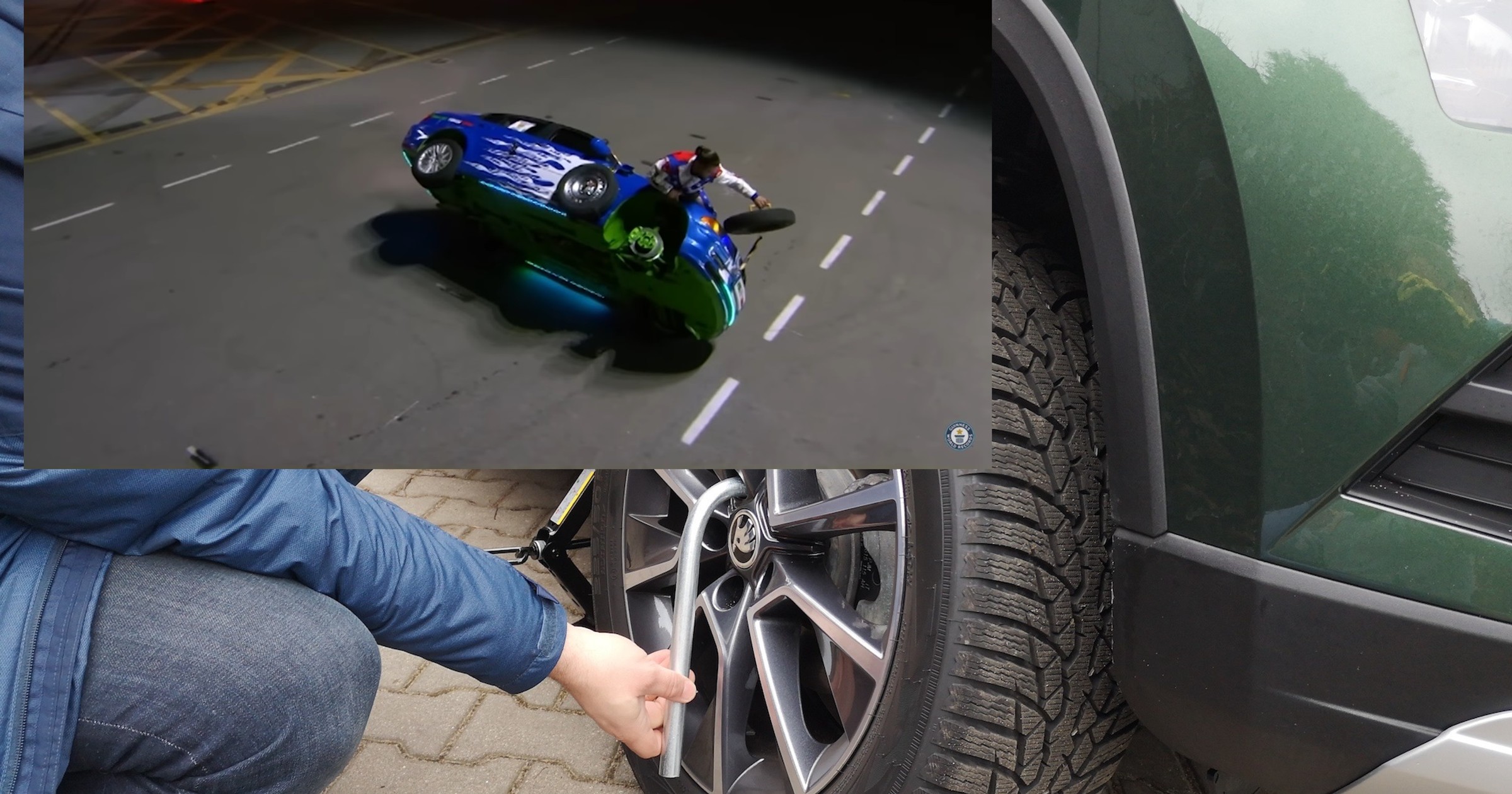 Wymiana koła w jadącym samochodzie
