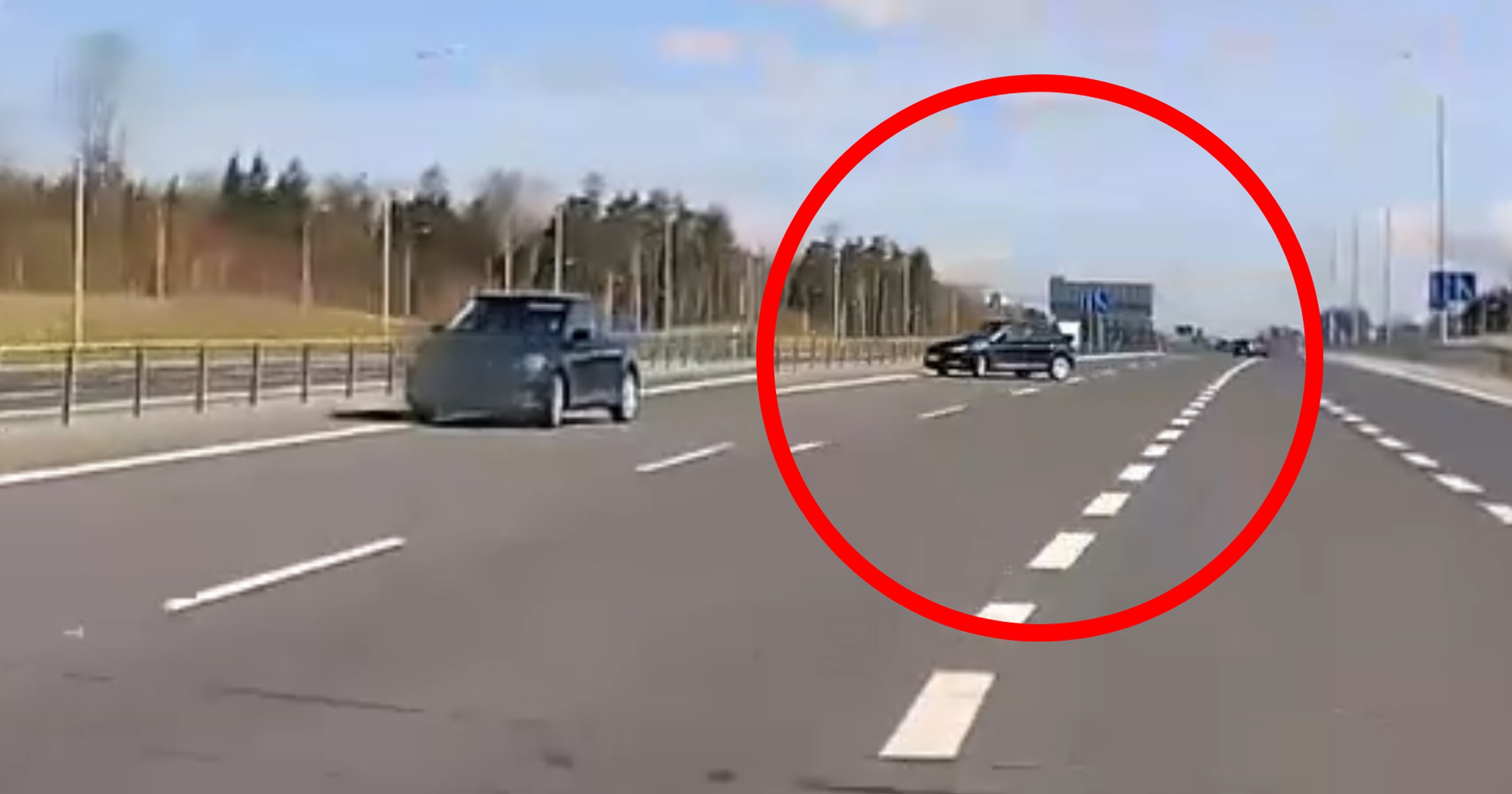 Zawróciła na drodze ekspresowej