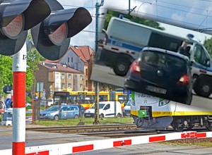 Policjant zlekceważył zamykający się przejazd. Jaki dostał mandat? [WIDEO]