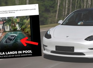 Pomyliła gaz z hamulcem. Tesla aż zanurkowała!