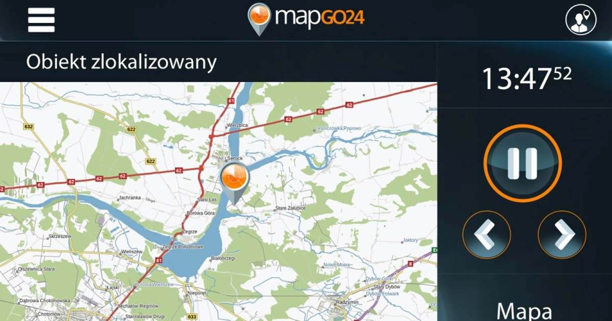 W ramach platformy mapGO24 można na bieżąco śledzić położenie obiektu 