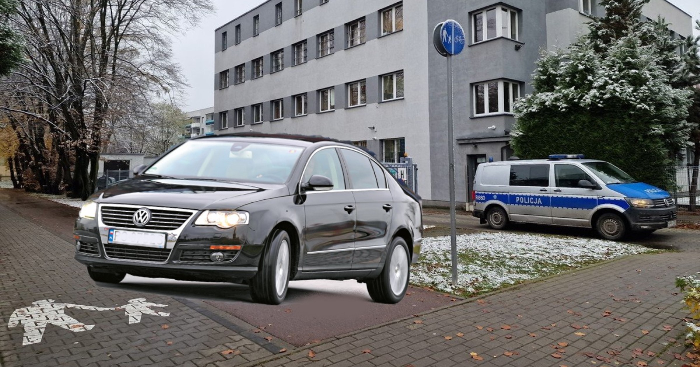 Kierowcę Passata poniosła wyobraźnia. Wszystko nagrał monitoring policji