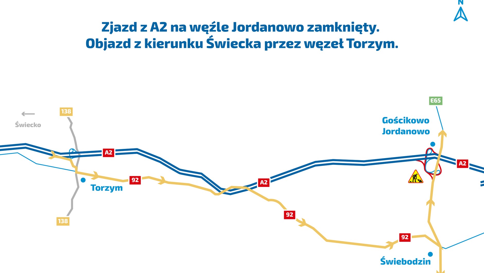 Objazd wyznaczony przez węzeł Torzym