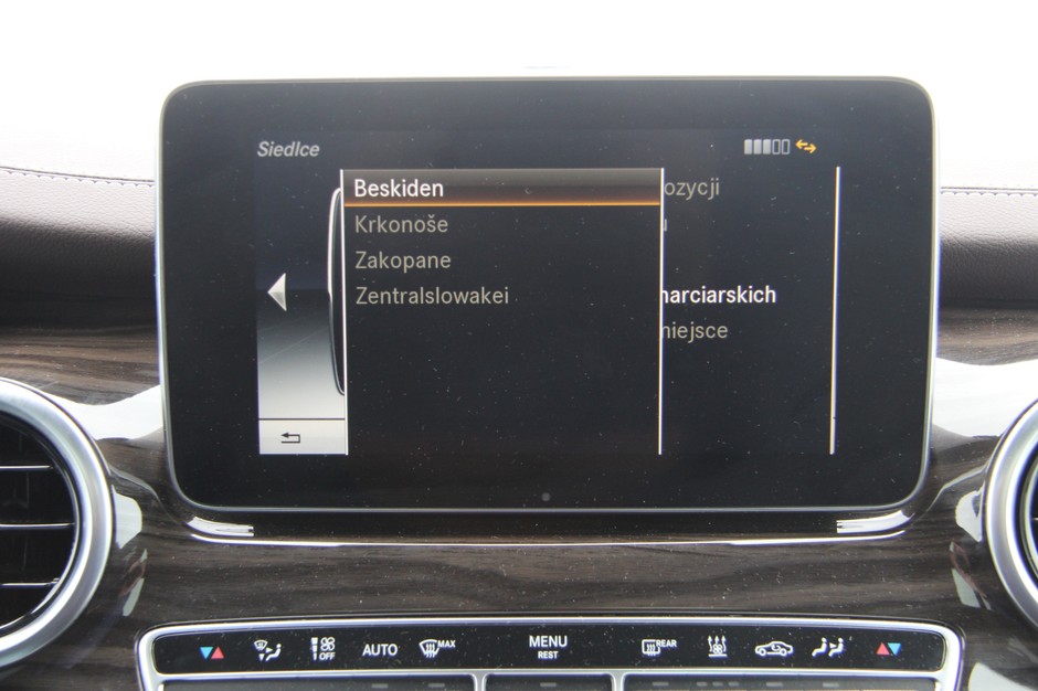 Comand Online - regiony narciarskie w Polsce wg. Mercedesa