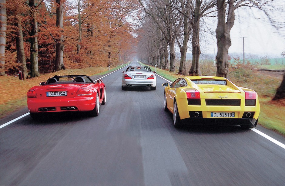 Dodge Viper, Lamborghini Gallardi, Mercedes SL 55 AMG