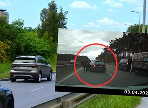 "Jaskiniowiec" z BMW. Chciał być królem autostrady, wyszedł nawet z auta [WIDEO]