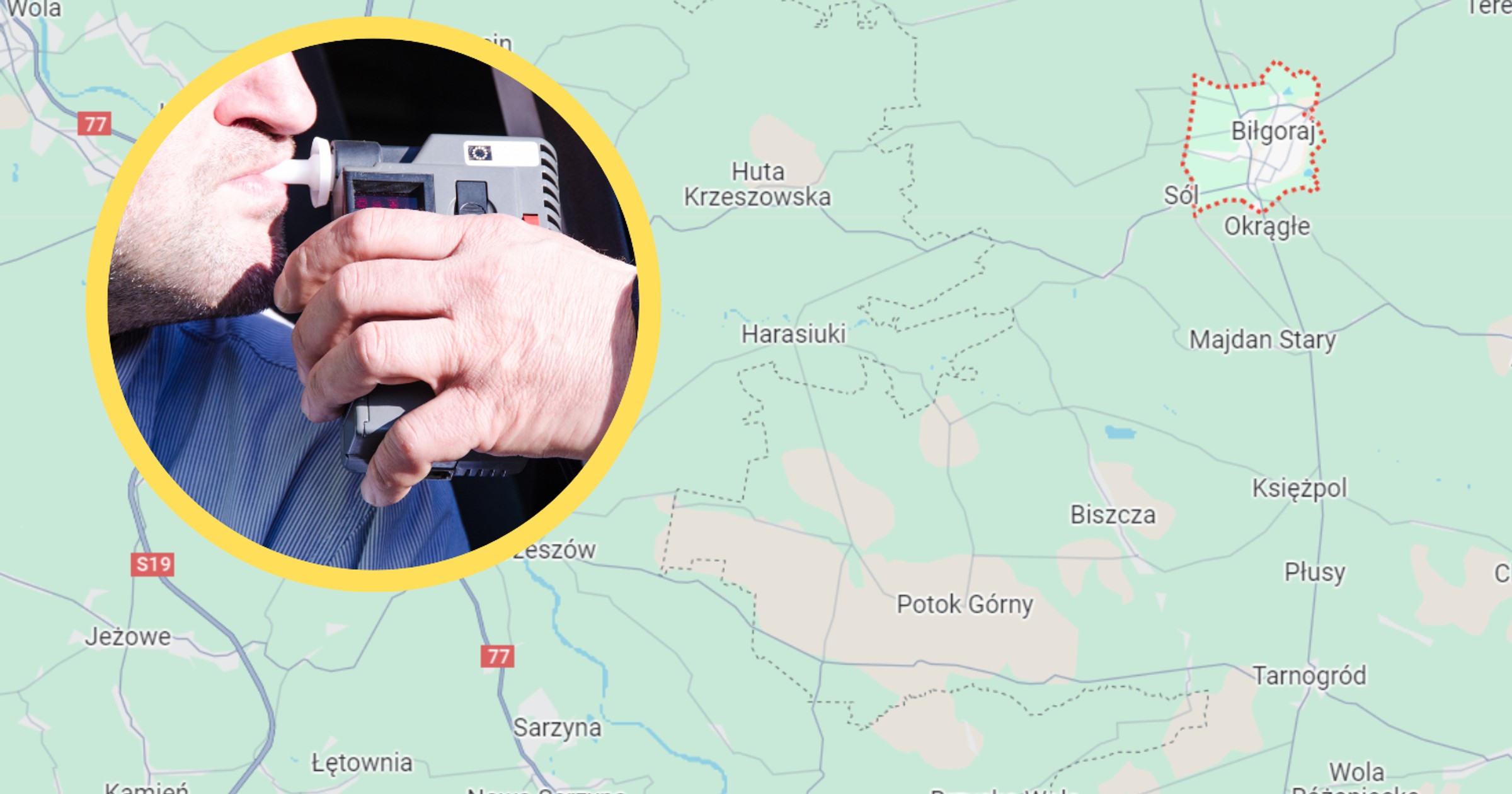 Pijany lekarz Piotr M. z Biłgoraja został zatrzymany przez policjantów. Sąd umorzył sprawę. Zdjęcia mapy: Mapy Google)