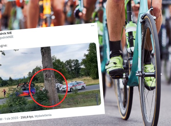 Nietypowa kraksa pojazdów technicznych podczas Tour de Pologne [WIDEO]