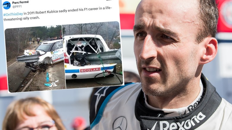 Groźny wypadek Roberta Kubicy w 2011 r. (screen: PFF1/X)