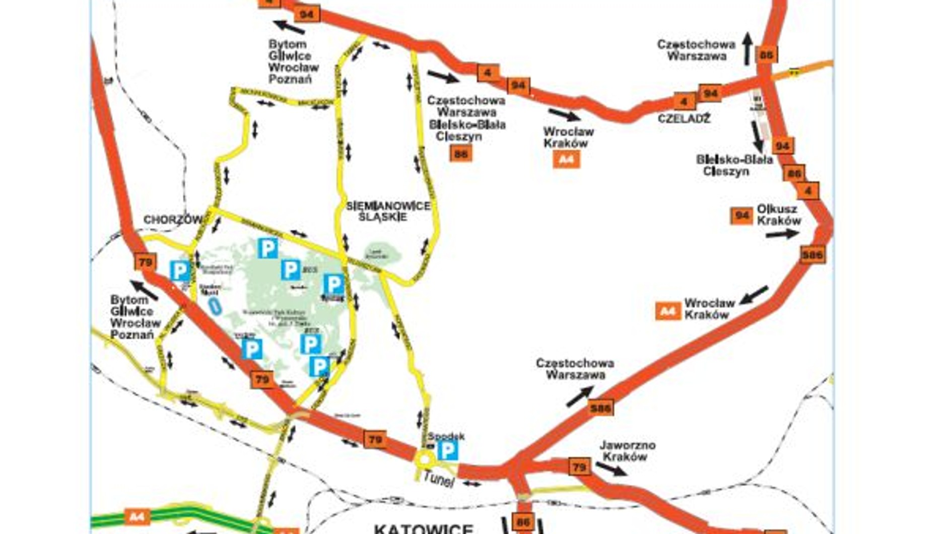 Mapka parkingów 1 - koncert U2
