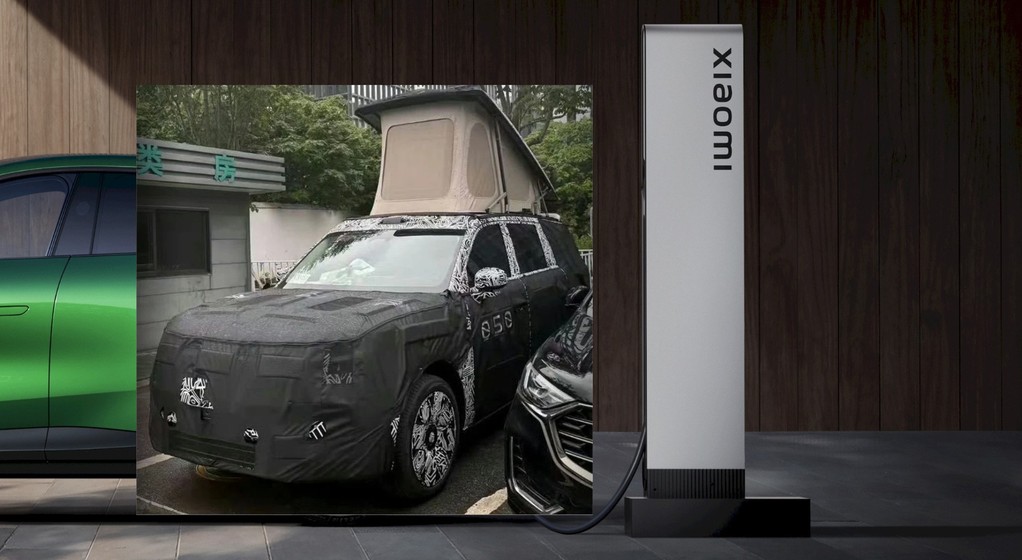 Zamaskowany duży SUV Xiaomi z wbudowanym namiotem dachowym
