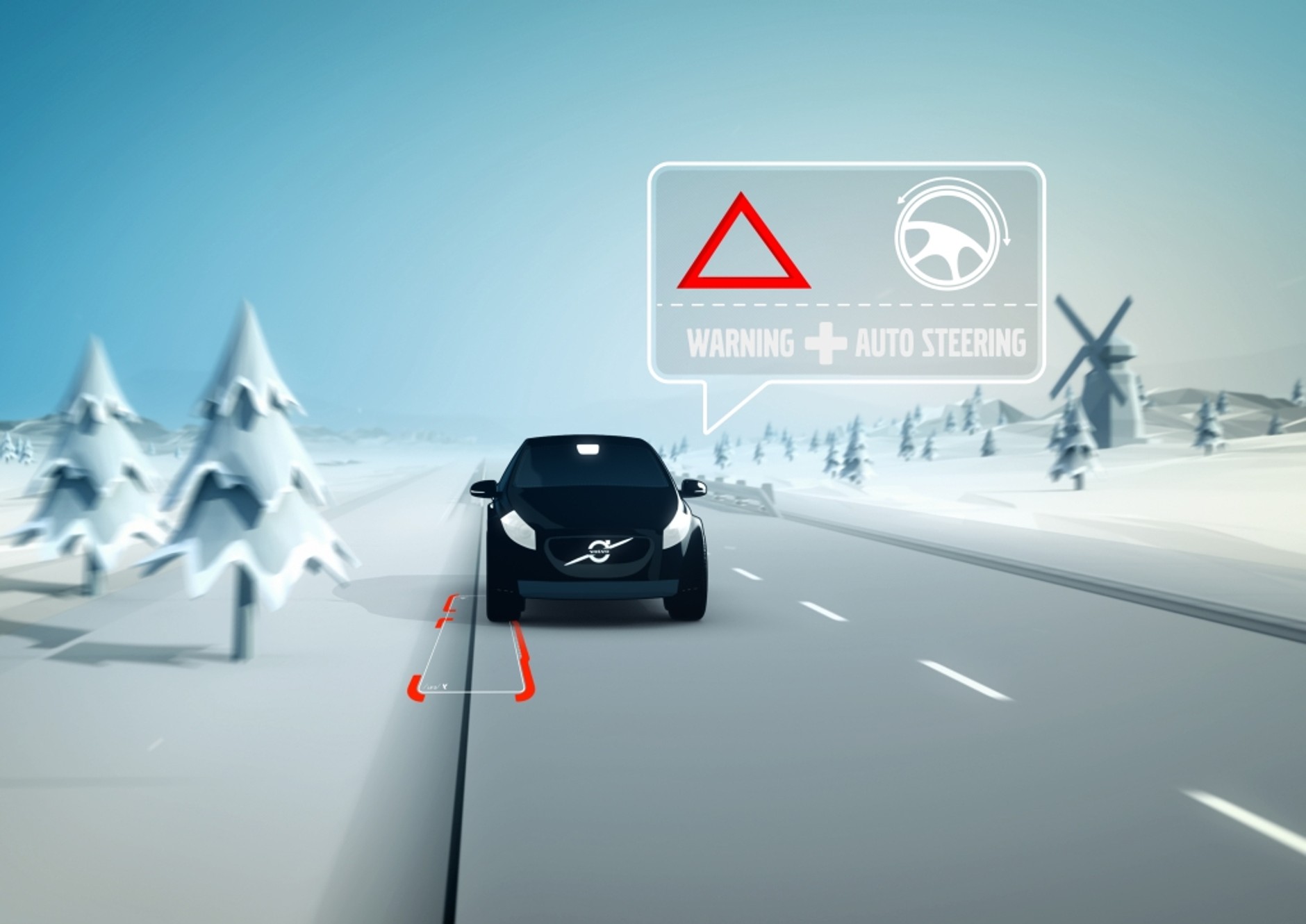 W krytycznej sytuacji samochód może nieznacznie zmienić tor jazdy, by uniknąć kolizji ale jednocześnie utrzymać się na właściwym pasie ruchu.