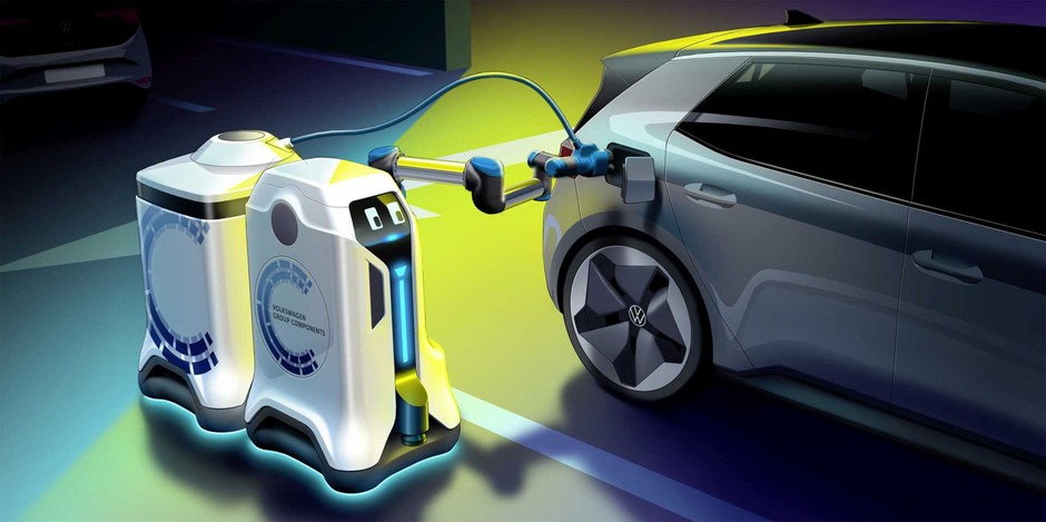 Volkswagen robot ładujący samochody elektryczne