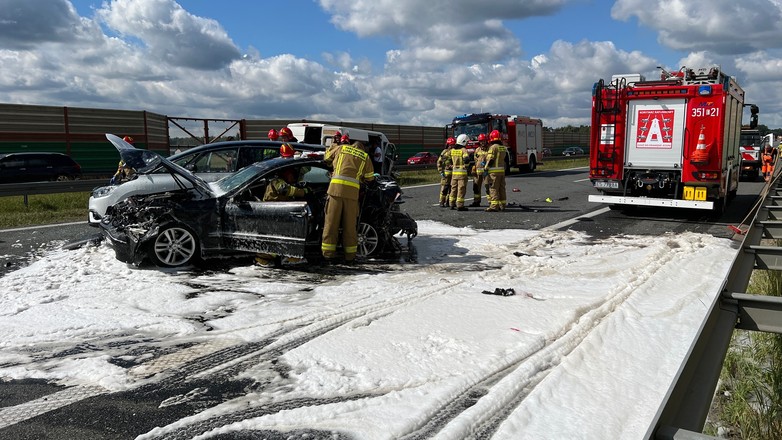 Poważny wypadek na autostradzie A2 w kierunku Poznania.