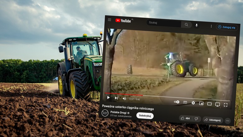 Kierowca traktora zapewne nie spodziewał się takiego obrotu sprawy